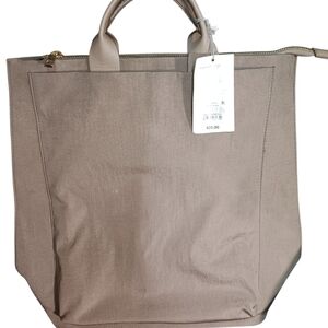 Tan Structured Tote Bag with Minimalist Design